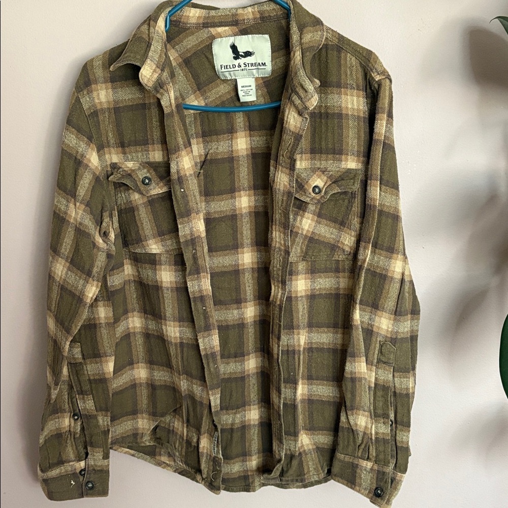 Field & Stream Olive and Beige Checkered Flannel